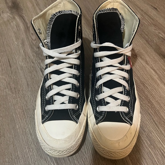 Black High-Top Converse Sneakers with Red Heart - Picture 3 of 6